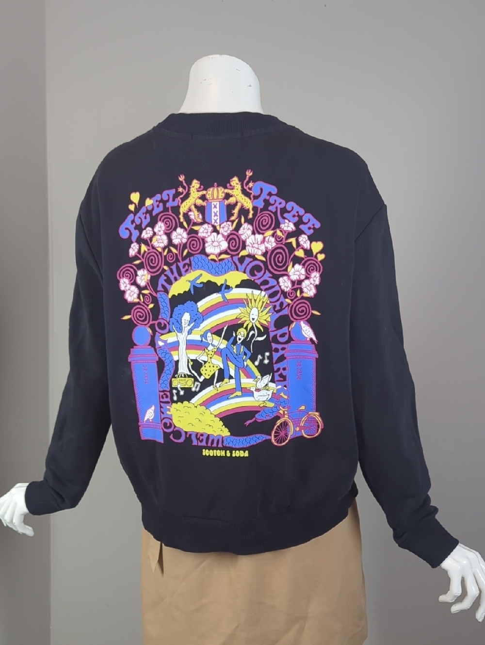Scotch & Soda Black Graphic Crewneck Sweater
